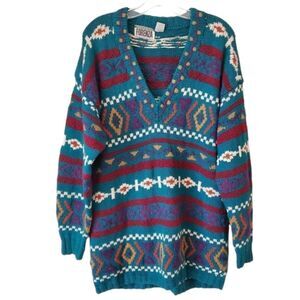 Vintage Forenza Women's  Mohair Sweater Size Medium Tribal   90s Bohemian